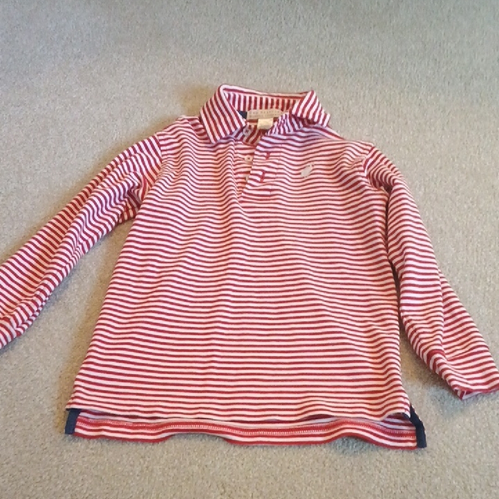 The Beaufort Bonnet Company Red and White Striped Polo